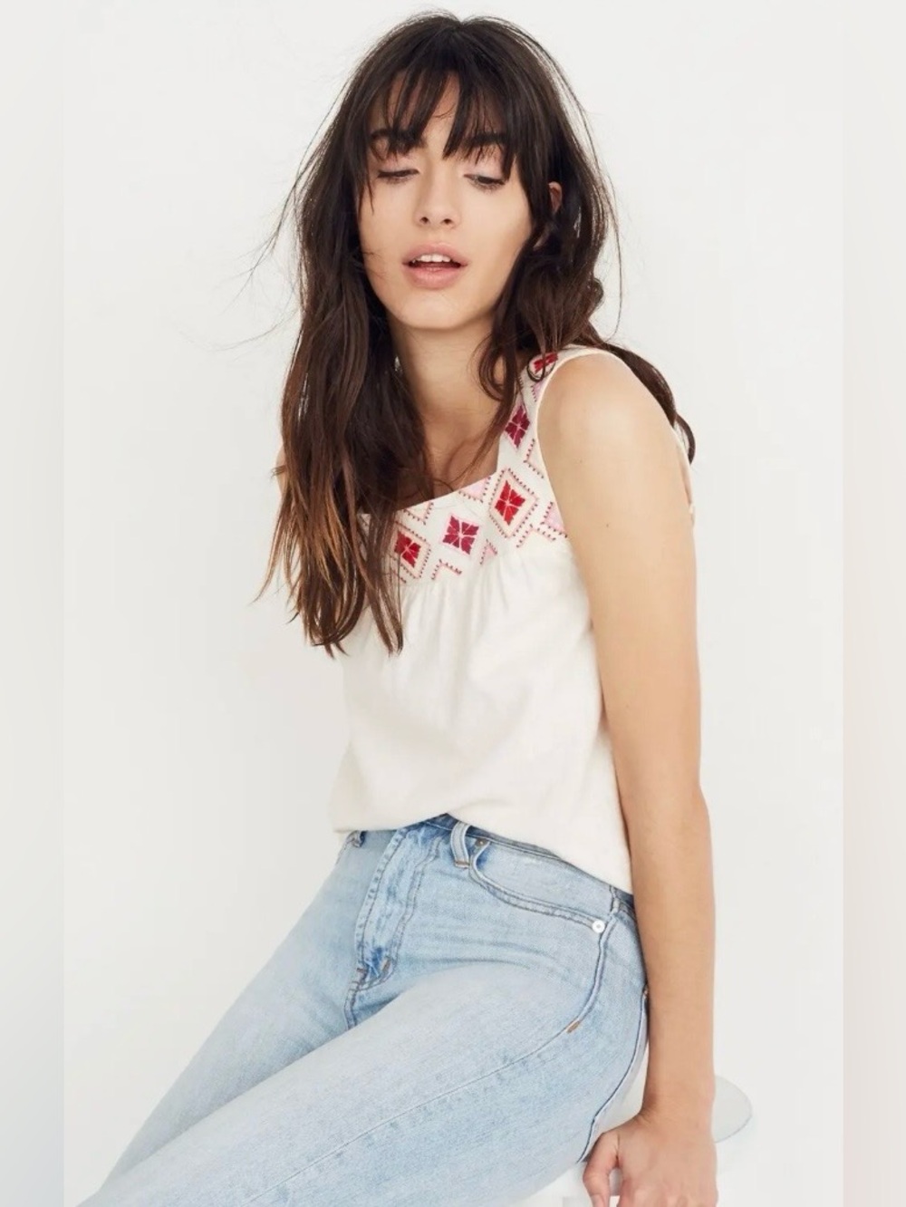 Madewell Embroidered Island Tank Top